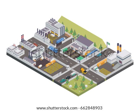 Modern Isometric Big Industrial Factory and Logistic Warehouse Complex, Suitable for Diagrams, Infographics, Illustration, And Other Graphic Related Assets