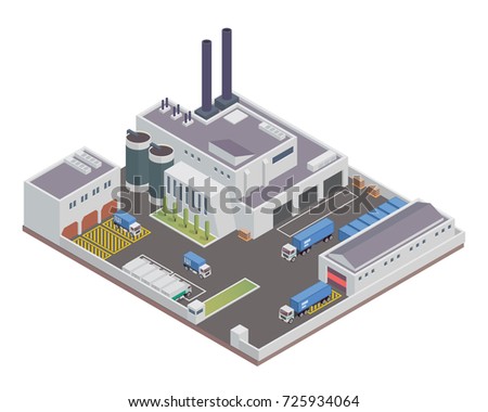 Modern Isometric Industrial Factory and Warehouse Logistic Building, Suitable for Diagrams, Infographics, Illustration, And Other Graphic Related Assets