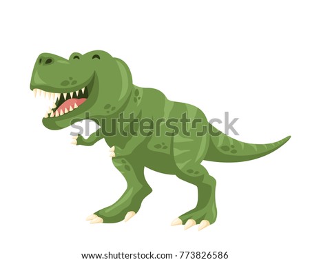 Ancient Cute Cheerful Tyrannosaurus Rex Illustration Character, Suitable for Children Product, Print, Logo, Game Asset, And Other Children Related Occasion.
