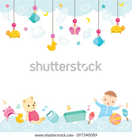 Baby Icons And Objects Background, Accessories, Frame, Hanging, Border
