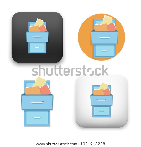 flat Vector icon - illustration of filling cabinet icon