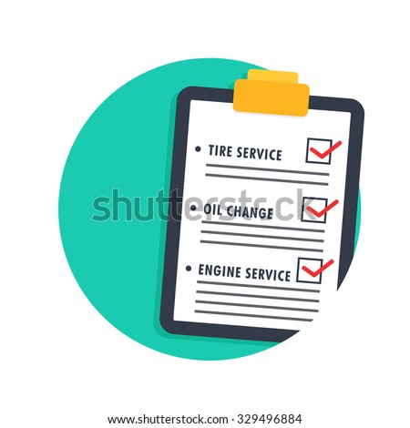 flat Vector icon - illustration of car maintenance list icon isolated on white