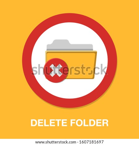 vector Delete or remove folder isolated icon - directory data error illustration