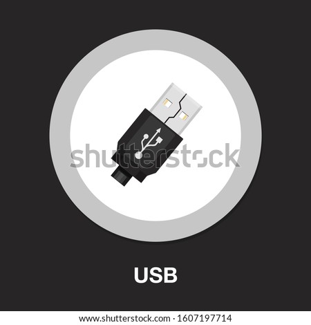 Vector tech icon usb flash drive. flash drive connection sign. Illustration USB in flat style