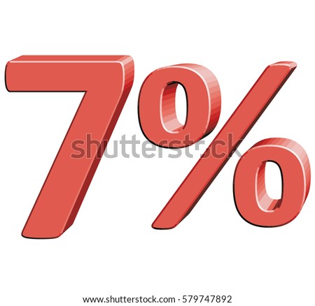 7% Vector illustration with 3D effect Percentage rate icon on a white background Seven percent Discount Tag Special Offer Label  Sale Symbol