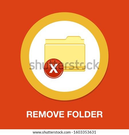 vector Delete or remove folder isolated icon - directory data error illustration