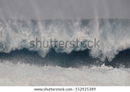 A huge wave breaking on the north coast of Lanzarote.