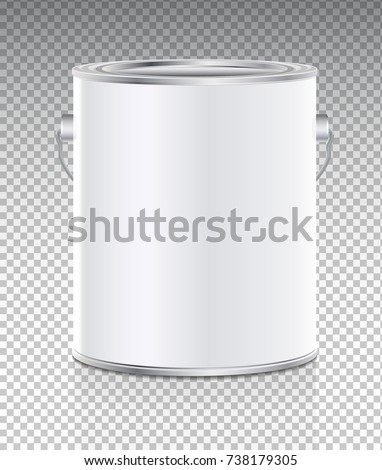 Vector realistic illustration of tin bucket isolated on transparent background