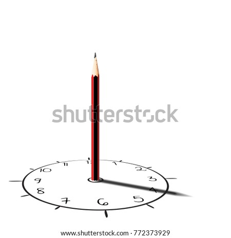 Vector illustration: sun clock made of pencil
