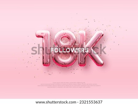 Balloon number 18k followers. luxury pink design for celebration.