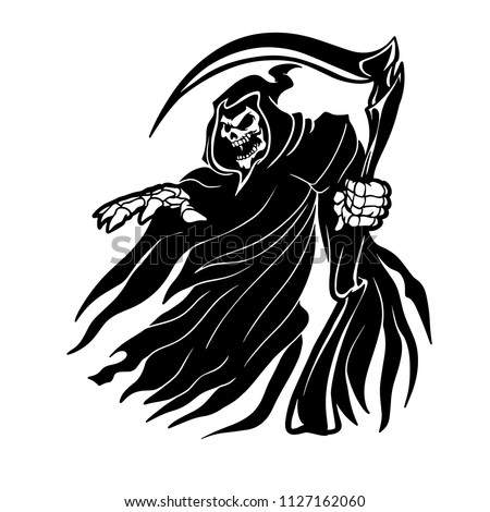 Grim Reaper ghost Vapparition vector logo black and white