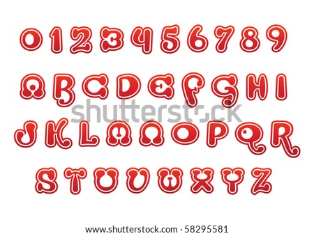 red vector font set