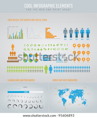 cool infographic elements for the web and print usage