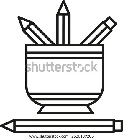 Pencil cup icon Vector Line Icon Design