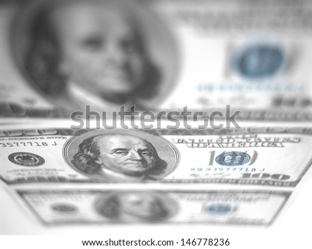 American one hundred dollar bills. May be useful as background.