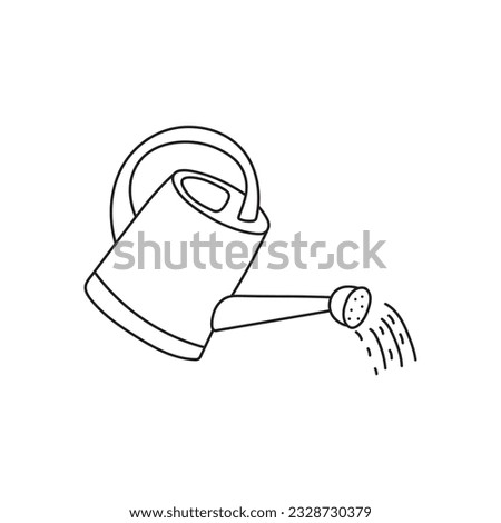 Kids drawing Cartoon Vector illustration cute watering can icon Isolated on White Background