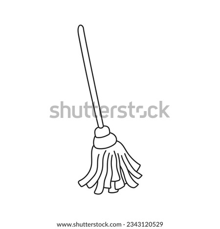 Hand drawn Kids drawing Cartoon Vector illustration mop Isolated on White Background
