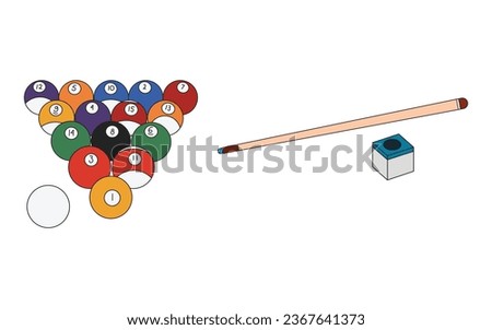 Cartoon Vector illustration biliard balls, chalk and biliard cue sport icon Isolated on White Background