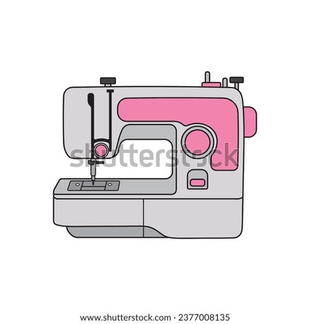 Kids drawing Cartoon Vector illustration sewing machine Isolated on White Background