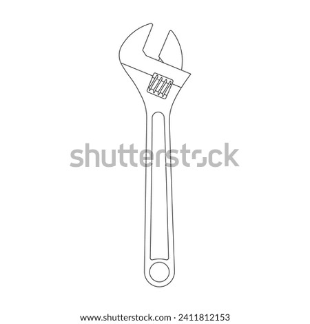 Hand drawn Kids drawing Cartoon Vector illustration adjustable wrench icon Isolated on White Background