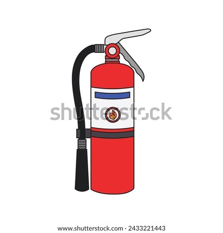 Kids drawing Cartoon Vector illustration fire extinguisher icon Isolated on White Background