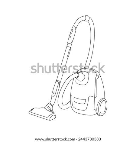Hand drawn Kids drawing Cartoon Vector illustration vacuum cleaner icon Isolated on White Background