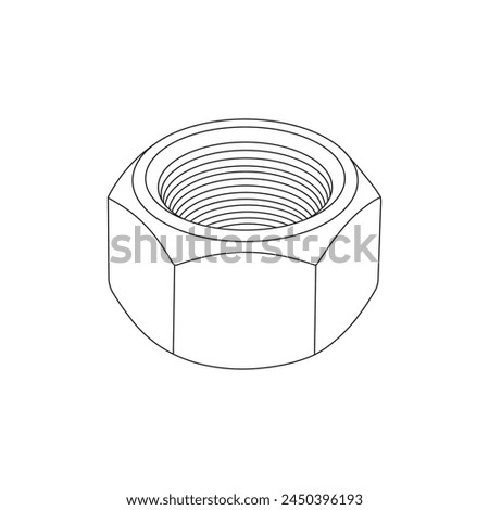 Hand drawn cartoon Vector illustration hex nut icon Isolated on White