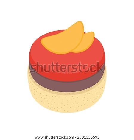 cartoon orange cream tart food Isolated on White