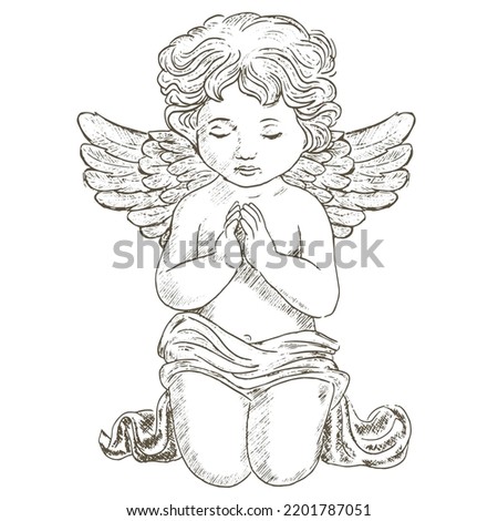 Similar – Image, Stock Photo Sad angel on a cemetery in front of the green of a yew tree