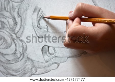  Drawing Pencil Ancient God Statue Stock Photo 437677477 Shutterstock