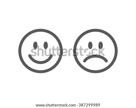 Set Of Smile Emoticons. Line Icons Emoticons. Happy And Unhappy Smileys ...