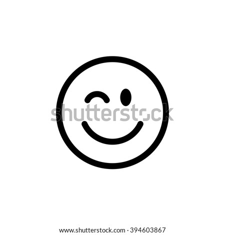 Winking line smiley. Thin line smile emoticons isolated on a white background. Vector illustration 
