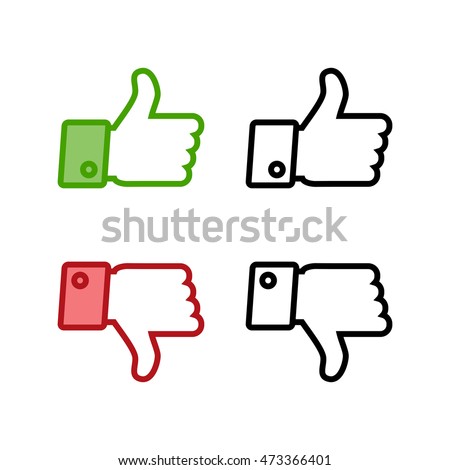 Thumb up and thumb down icons set isolated on a white background