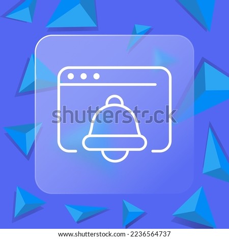 Alert icon. Alarm clock, reminder, calendar, ring, bell, important date,notification, late. Phone concept. Glassmorphism style. Vector line icon for business
