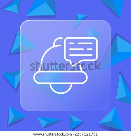 New message line icon. Notification, message, alarm, reminder, clock, warning, for mobile devices, watch. Sound concept. Glassmorphism style. Vector line icon for business