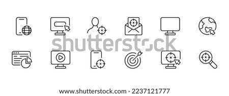 Tracking icon set. GPS, maps, travel, telephone, targeted advertising, surveillance. Network concept. Vector black set icon on a white background