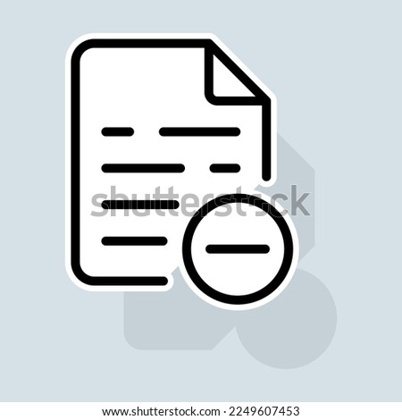 File with minus line icon. Like, dislike, clipboard with thumbs up, rate the service, clipboard with checkmark, rating, . Feedback concept. Vector sticker line icon on white background