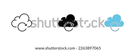 Cloud icon with cycle. Process automation, cloud storage of information. Vector set of icons in line, black and colorful styles isolated on white background.