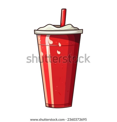 Cola in a red striped cup with a lid and a straw. Cold drink with ice, drops of condensate on the cup, beverage, takeaway, fast food, carbonated, coke, cocktail