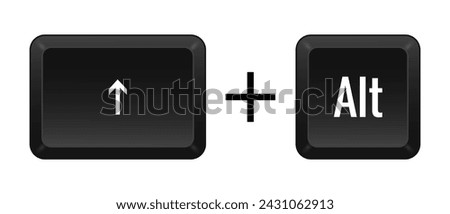 Shift Alt Key combination. Keyboard, control, computer, shortcut, laptop, functional, input device, peripheral, enter the text, typing, type, hotkeys, layout, language, qwerty. Vector illustration