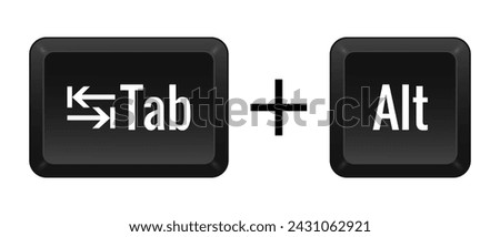 Tab Alt Key combination. Keyboard, control, computer, shortcut, laptop, functional, input device, peripheral, enter the text, typing, type, hotkeys, layout, language, qwerty. Vector illustration