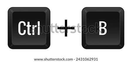 CTRL B Key combination. Keyboard, control, computer, shortcut, laptop, functional, input device, peripheral, enter the text, typing, type, hotkeys, layout, language, qwerty, bold. Vector illustration