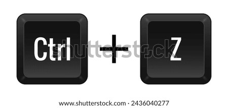 CTRL Z Key combination. Keyboard, control, computer, shortcut, laptop, functional, input device, peripheral, enter the text, typing, type, hotkeys, layout, language, qwerty, undo. Vector illustration