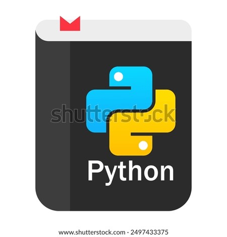 Python programming language tutorial. Textbook, red bookmark, writing programs, coding, programmer, manual, software development, developer, express courses, studying, education, educational materials