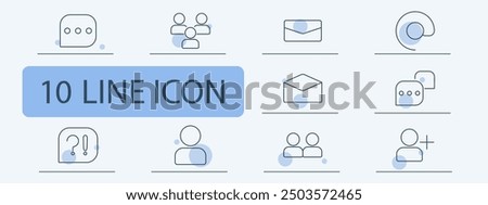 Messaging set icon. Chat, group, email, contact, question, conversation, avatar, communication, online, connection, user, social, notification, discussion, interaction, digital.