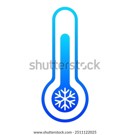 Thermometer with snowflake. Ice, frozen, refrigerator, freezer, fridge, climate control, winter, weather conditions, snow, low temperature mode, regime, medical equipment. Vector illustration