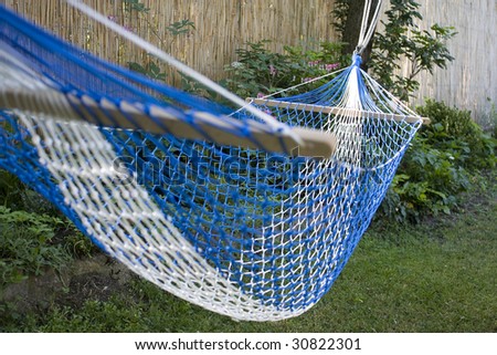 Hammock from blue and white rope
