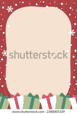 Christmas frame with gift boxes and snowflakes. Vector illustration.