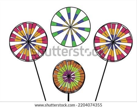 Set illustration of the colourful pinwheel.