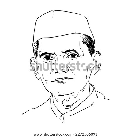 vector line drawing of Former India Prime Minister Lal Bahadur Shastri.